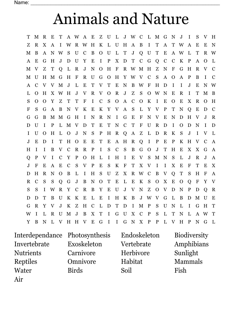 NATURAL SCIENCE Word Search WordMint NATURAL SCIENCE Word Search WordMint