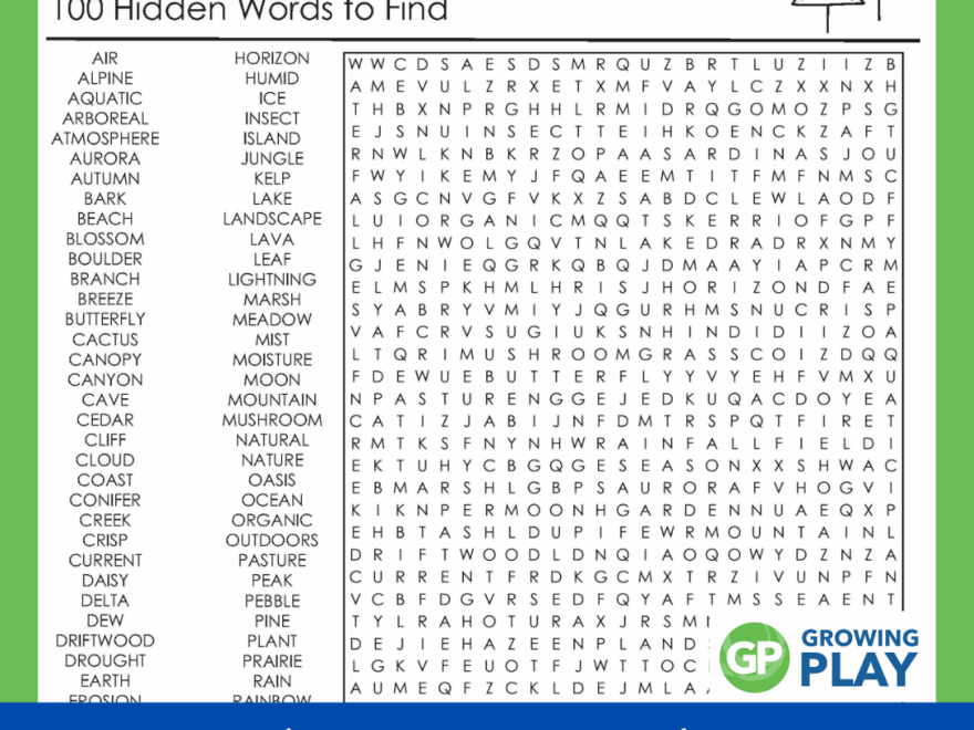 Nature Word Search A Fun Activity For Nature Lovers Growing Play