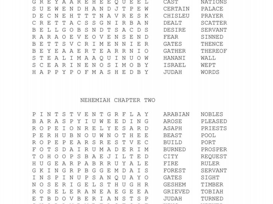 Nehemiah Word Search Puzzles Woodbine Church Of Christ