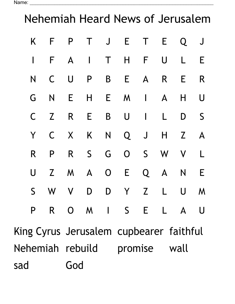 Nehemiah Word Search WordMint