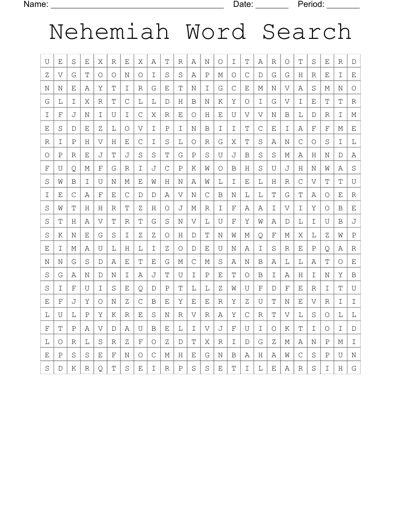 Nehemiah Word Search WordMint