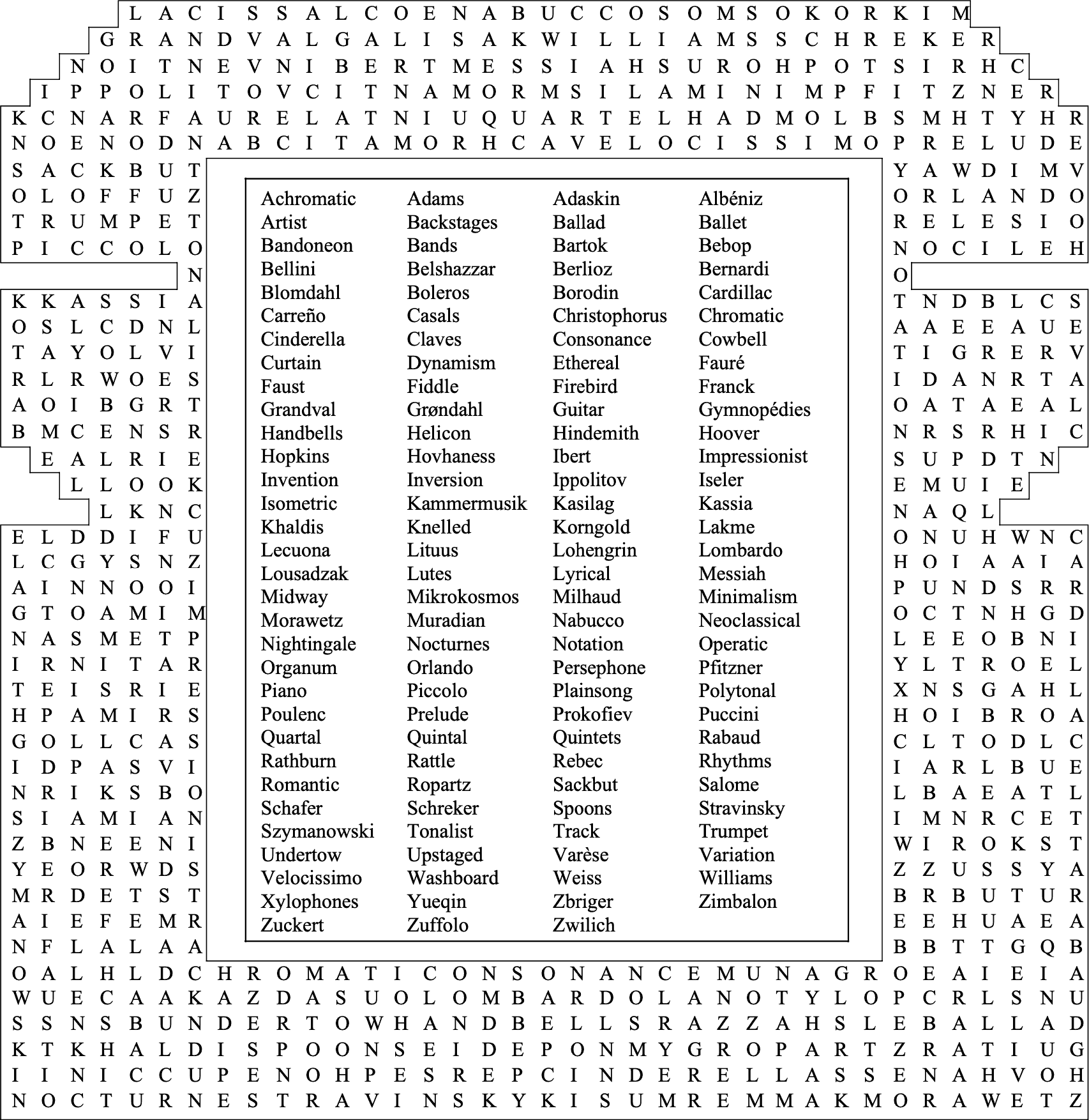 Composer Word Search Printable