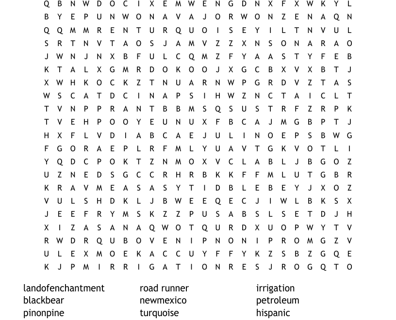 New Mexico Word Search WordMint
