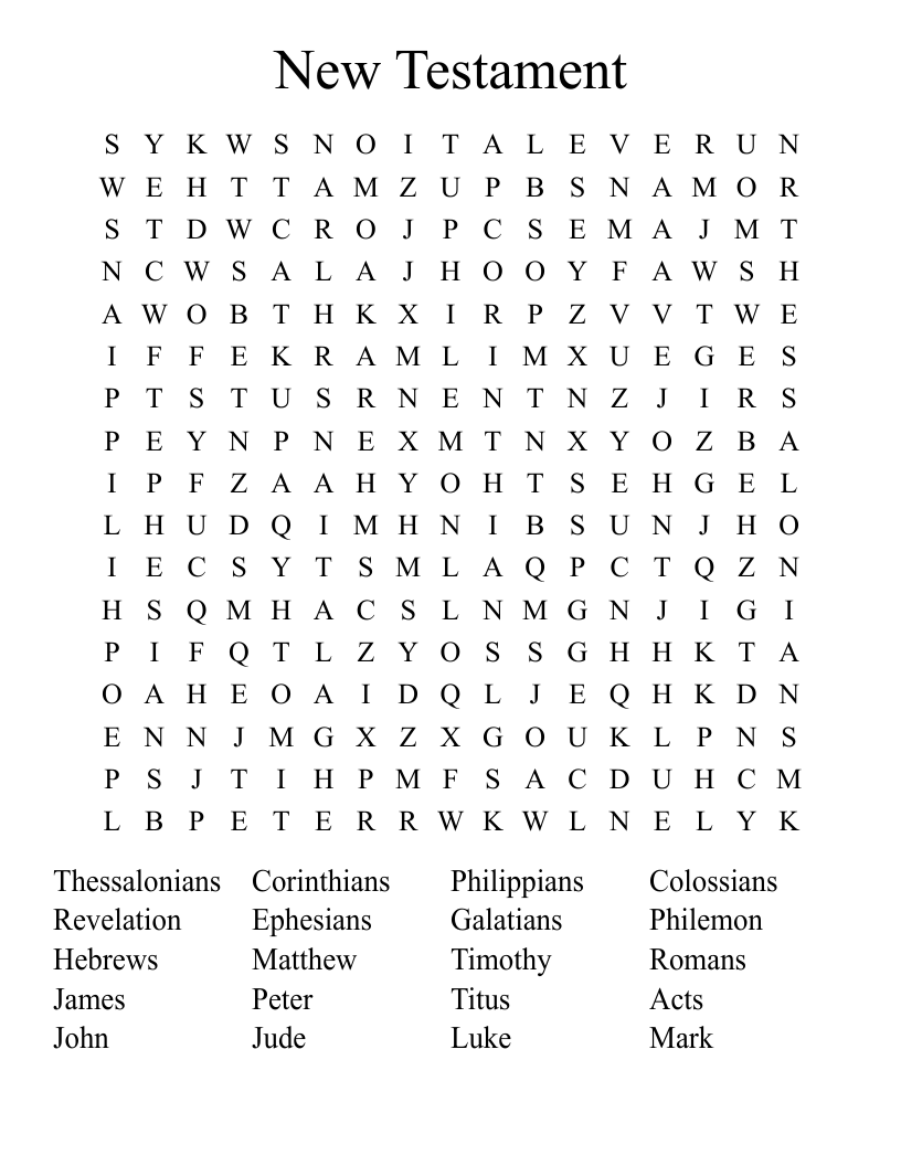 New Testament Books Word Search WordMint
