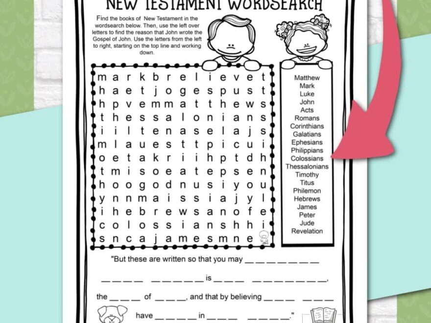 New Testament Wordsearch Activity Page Kids Bible Teacher