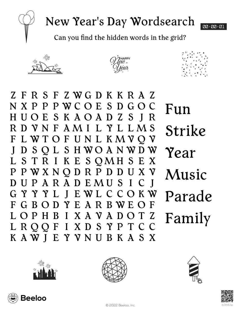 New Year s Day Wordsearch Beeloo Printable Crafts And Activities For Kids