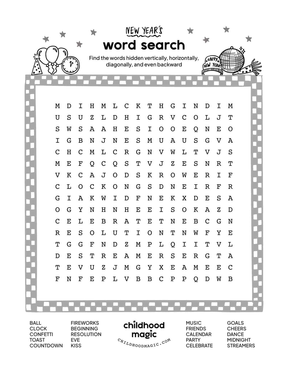 New Year s Word Search Childhood Magic