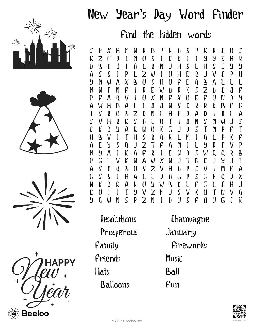 New Year themed Word Searches Beeloo Printable Crafts And Activities For Kids
