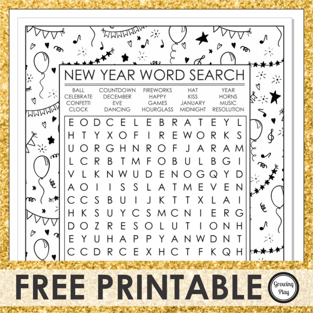 Happy New Year Word Search Printable