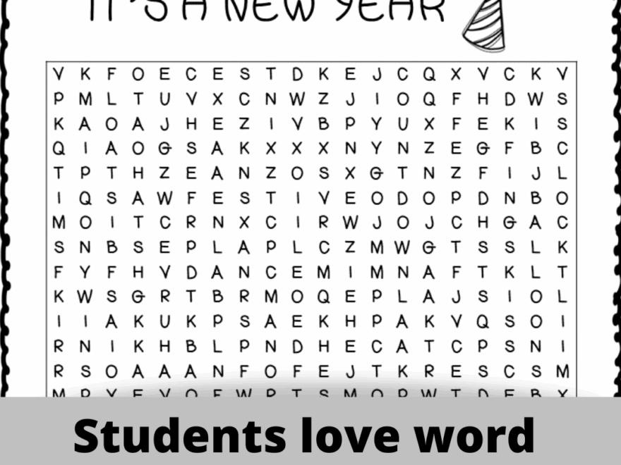 New Years Activities Word Searches Crosswords Writing Bookmarks Classful
