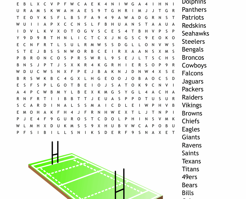 NFL Teams Word Search WordMint