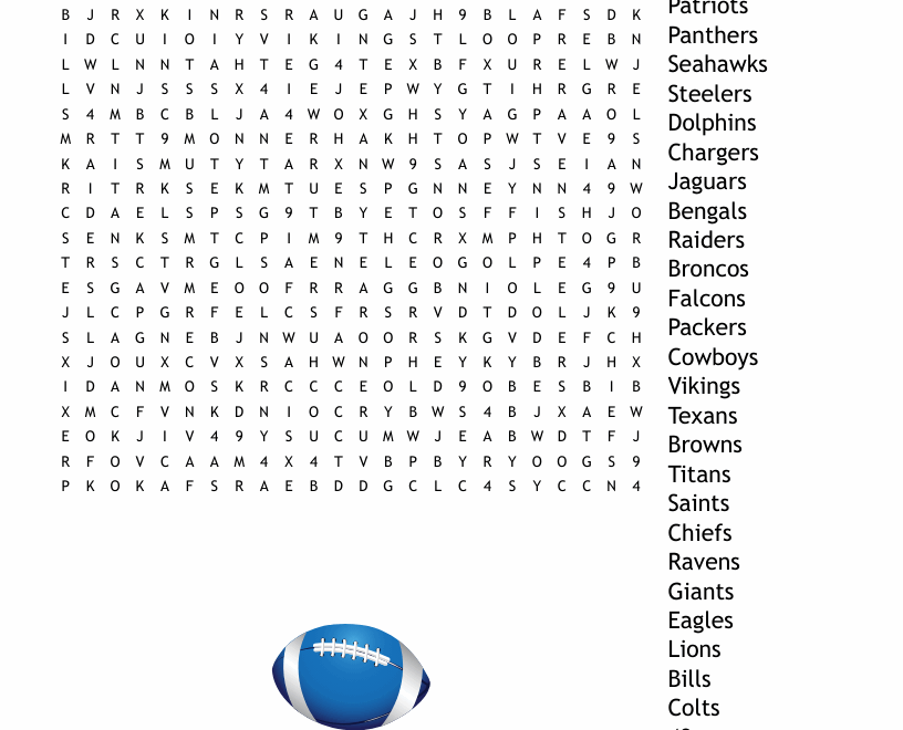 NFL Teams Word Search WordMint