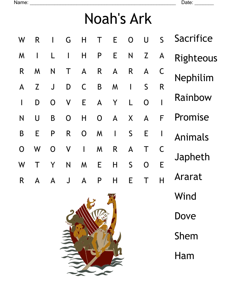 Noah s Ark Word Search WordMint