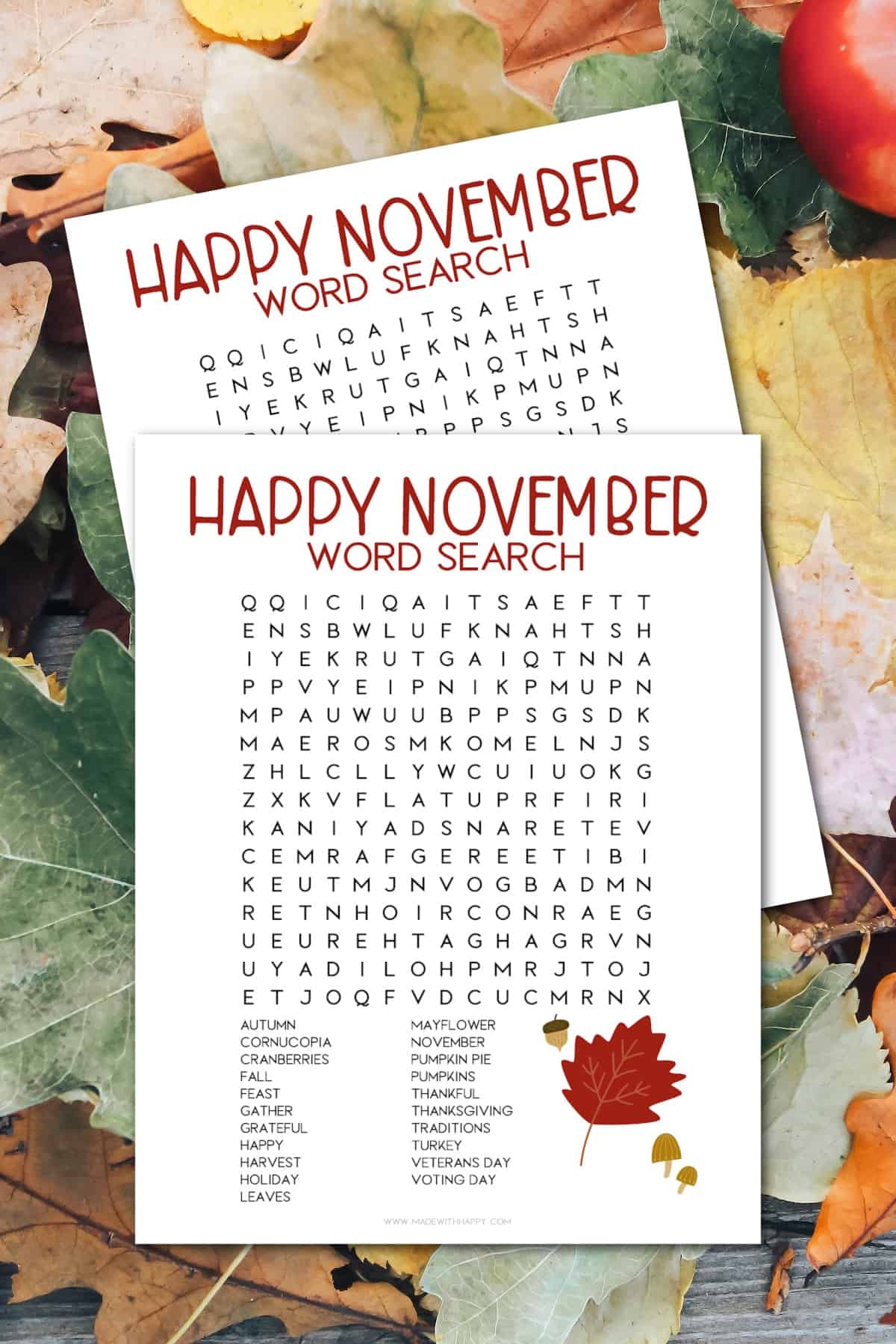 Free Printable Autumn Word Search