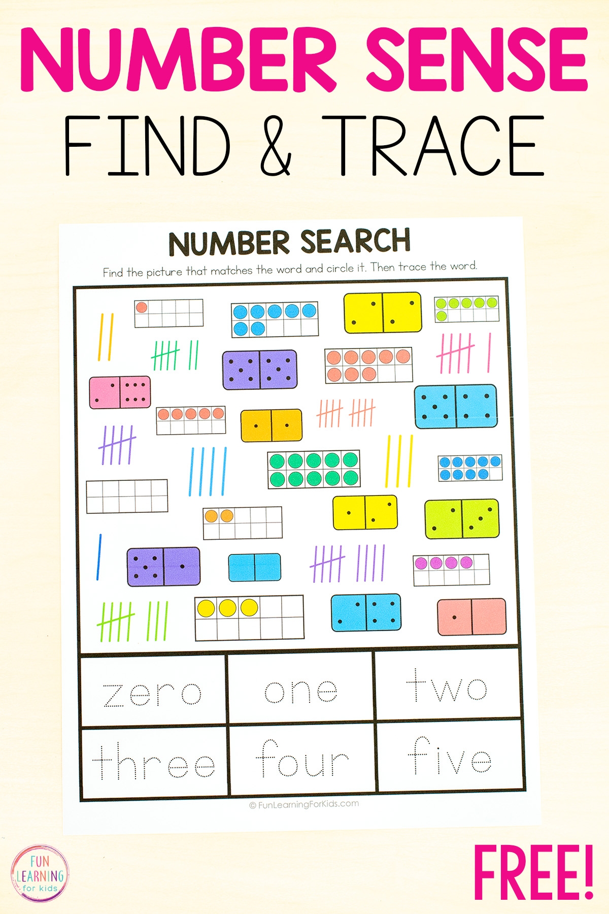 number sense search and find worksheets