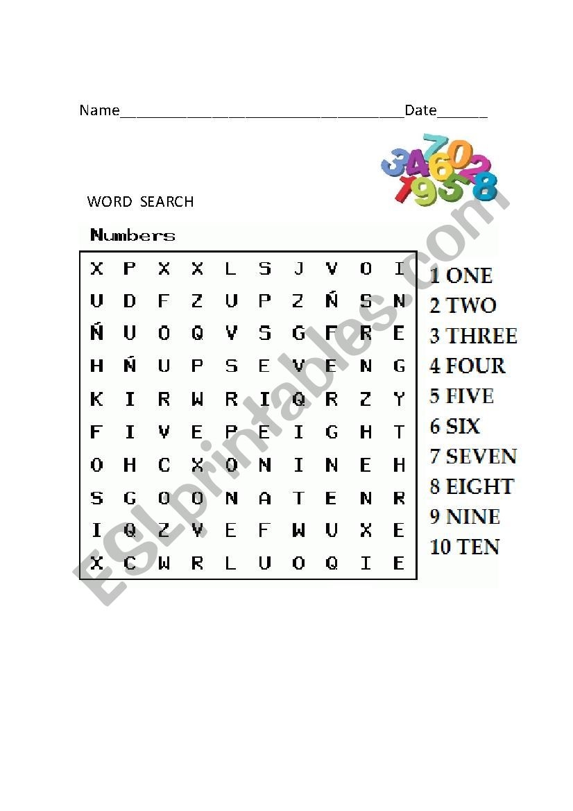 Number Word Search ESL Worksheet By Angelaroxana2 Worksheets Library
