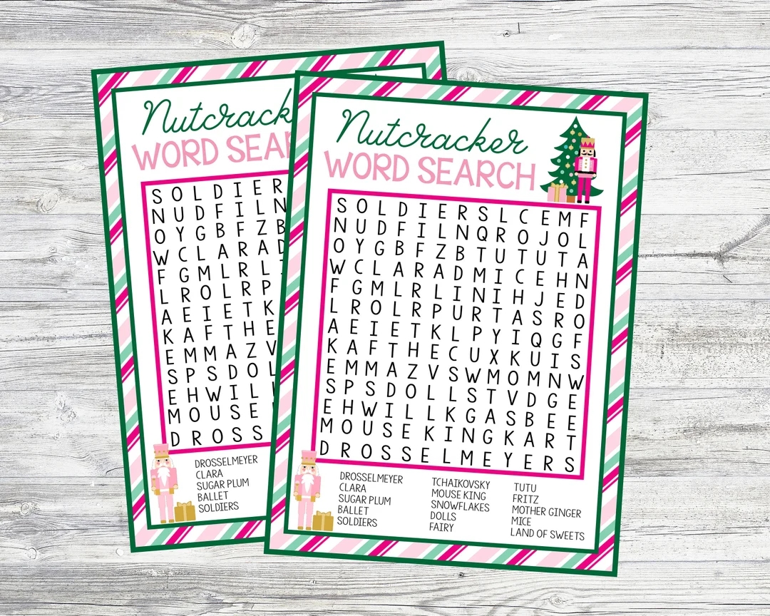 Nutcracker Word Search Game Printable Word Search Instant Digital Download Printable Classroom Word Search Nutcracker Ballet Game Etsy