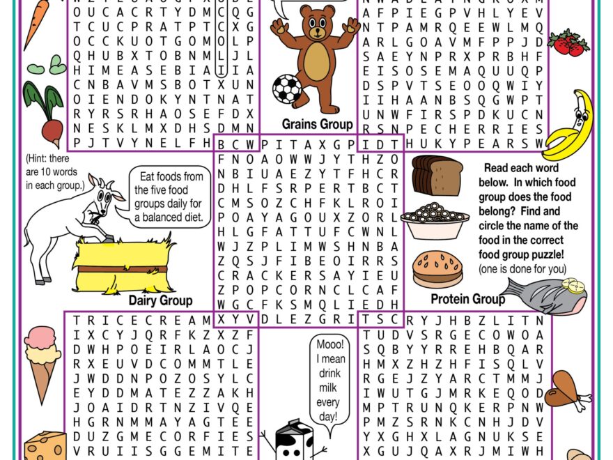 Nutrition And Food Groups Word Search Printable Made By Teachers