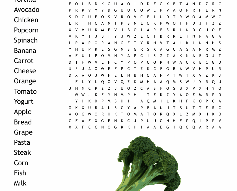 Nutrition Word Search WordMint