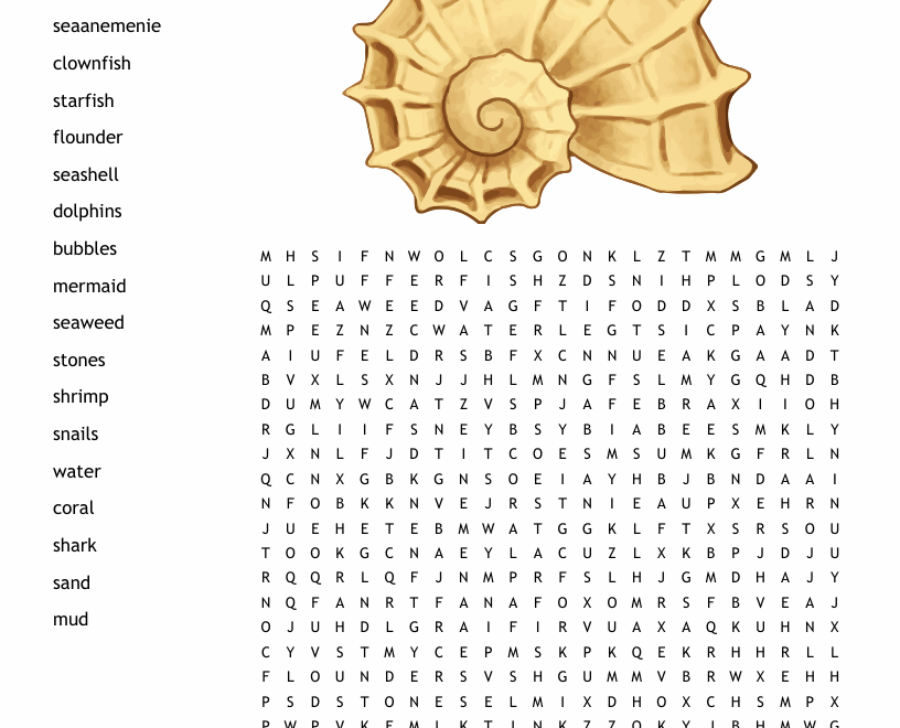Ocean Animals Word Search WordMint