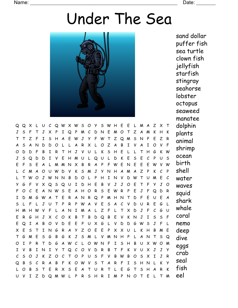 Ocean Animals Word Search WordMint