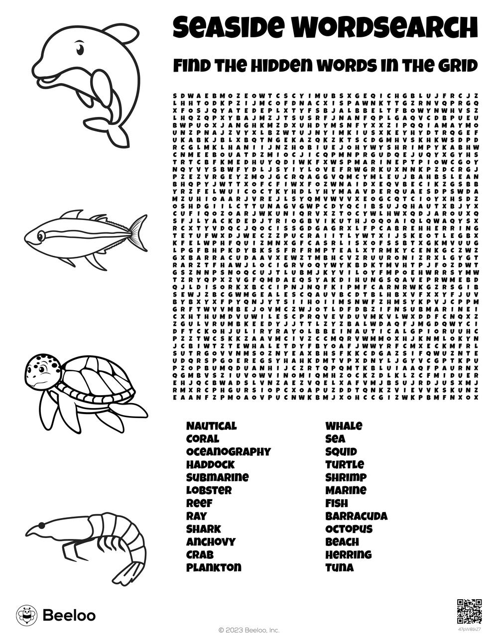 Ocean themed Word Searches Beeloo Printable Crafts And Activities For Kids