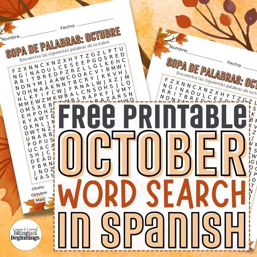 October Word Search Free Printable In Spanish Bilingual Beginnings