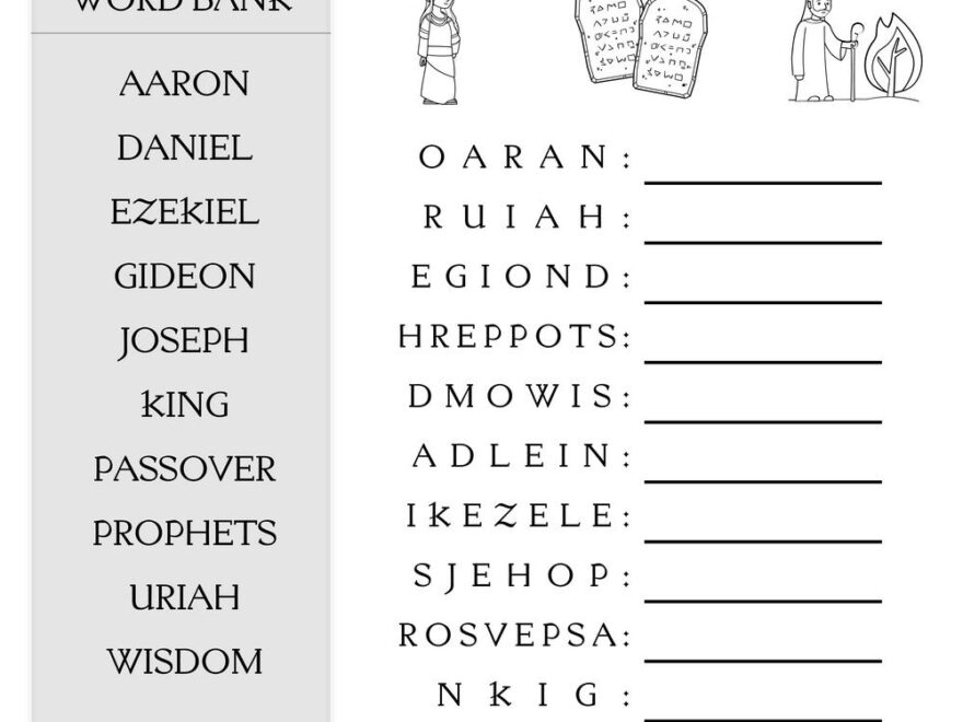 Old Testament themed Word Scrambles Beeloo Printable Crafts And Activities For Kids