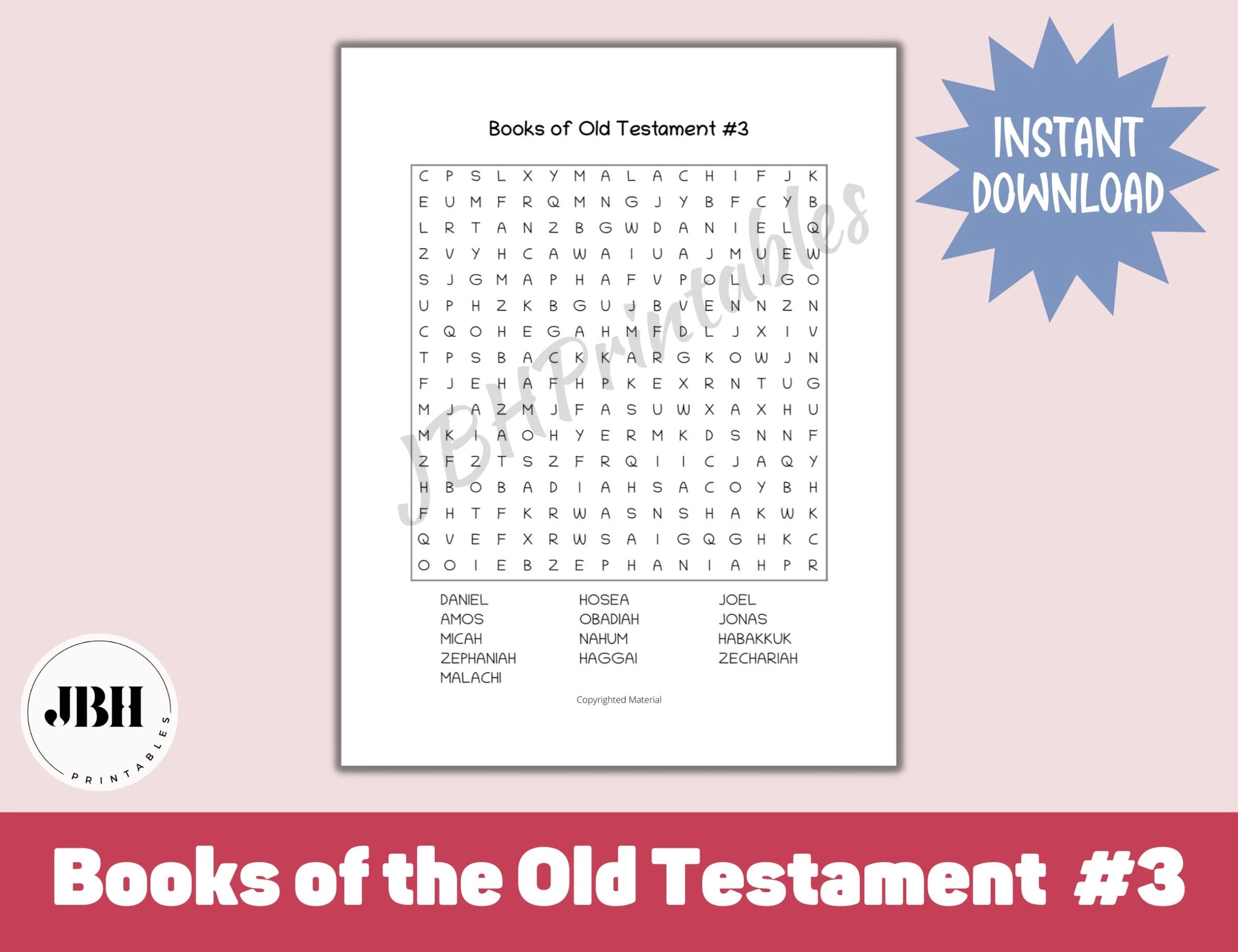 Old Testament Word Search Puzzles Printable Word Search Games Sunday School Bible Study Relating To Prophets And Books Of Old Testament Etsy