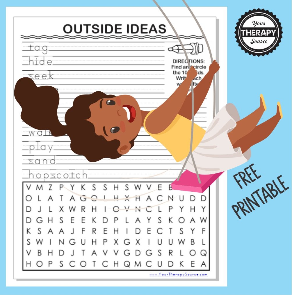 Outside Ideas Word Search Freebie Your Therapy Source