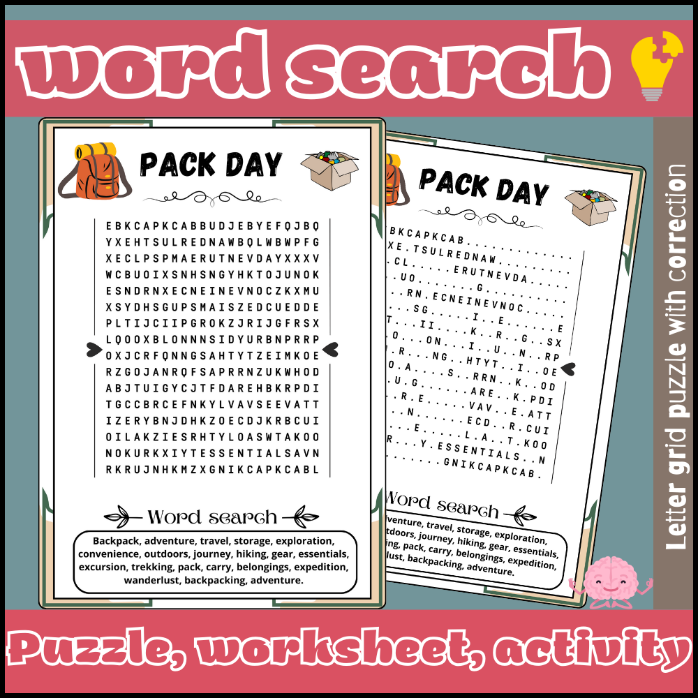 Pack Day Word Search Puzzle Pack Day Activities May Worksheets Made By Teachers
