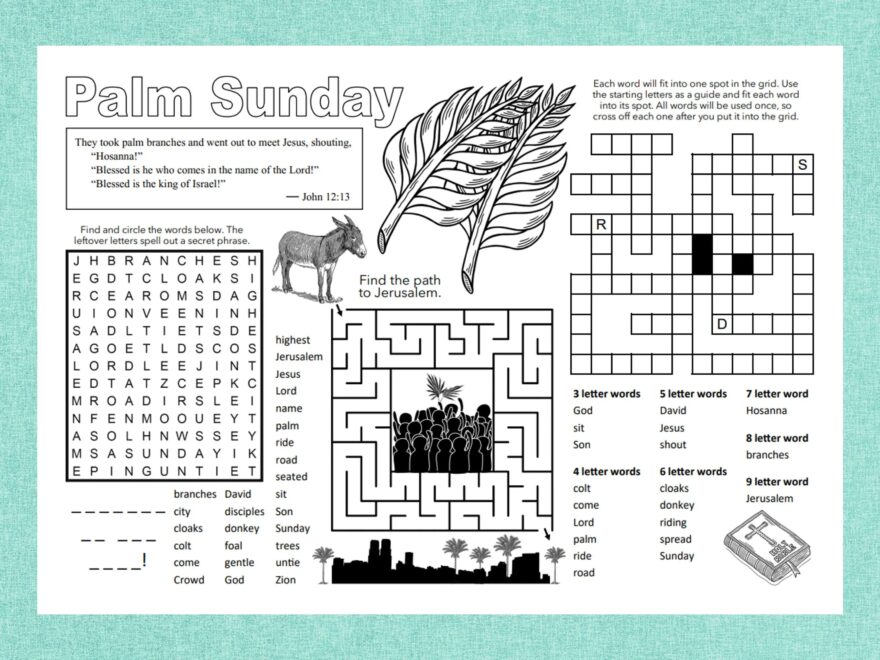 PALM SUNDAY Puzzle Sheet Digital Download Printable Puzzle Sheet PDF Activity Sheet Puzzle Sheet Easter Printable Easter Faith Etsy