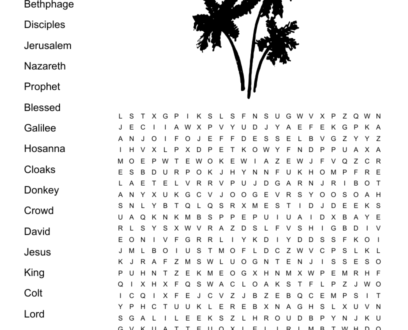 Palm Sunday Word Search WordMint