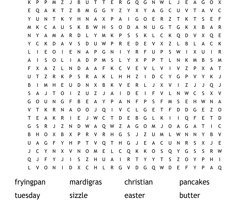 Pancake Word Search WordMint