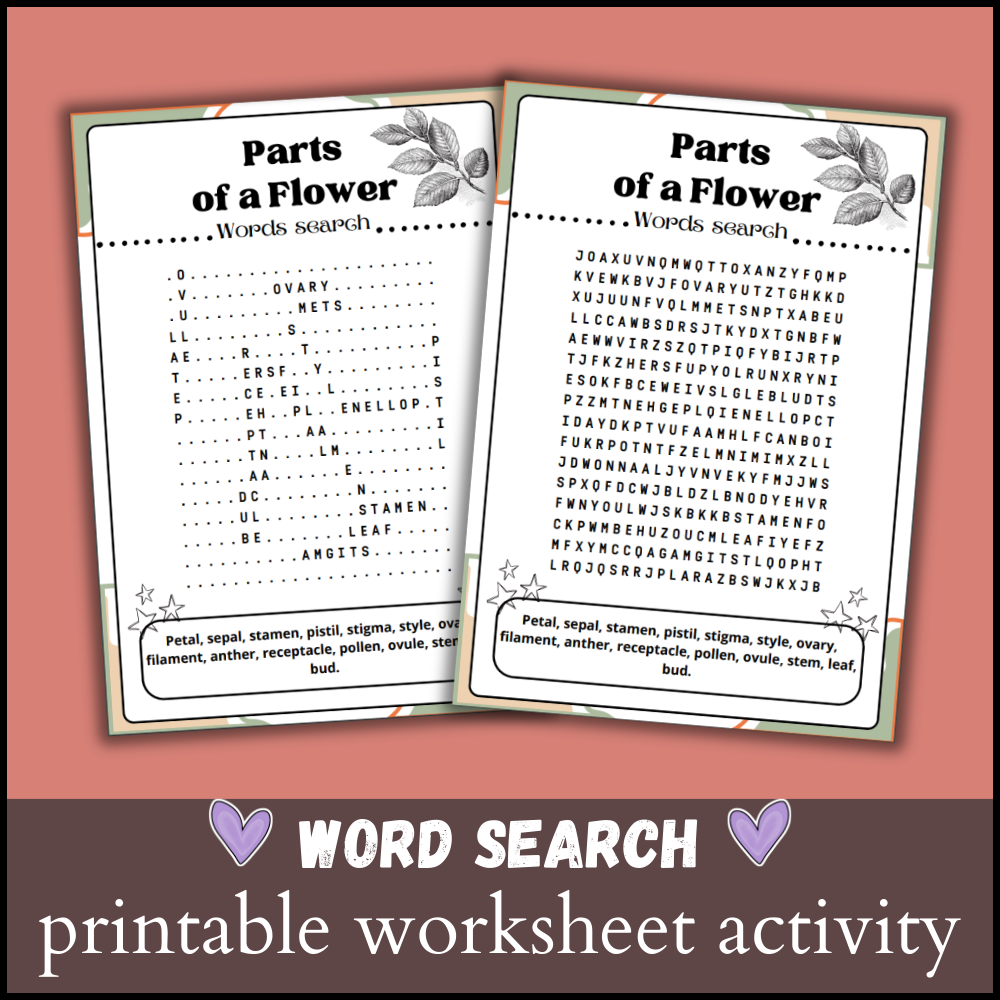 Parts Of A Flower Word Search Puzzle Worksheet Activity Environnement Wordsearch Made By Teachers Parts Of A Flower Word Search Puzzle Worksheet Activity Environnement Wordsearch Made By Teachers