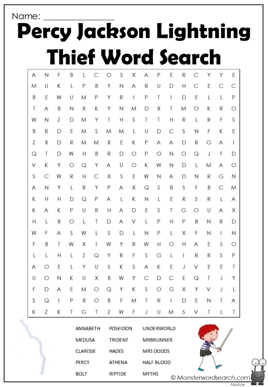 Underworld Word Search Printable