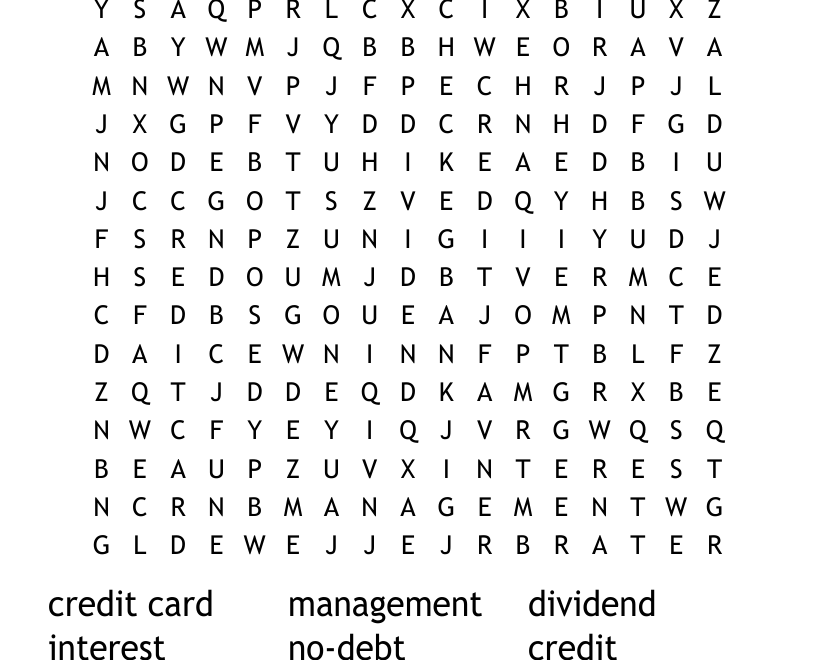 Personal Finance Terms Word Search WordMint