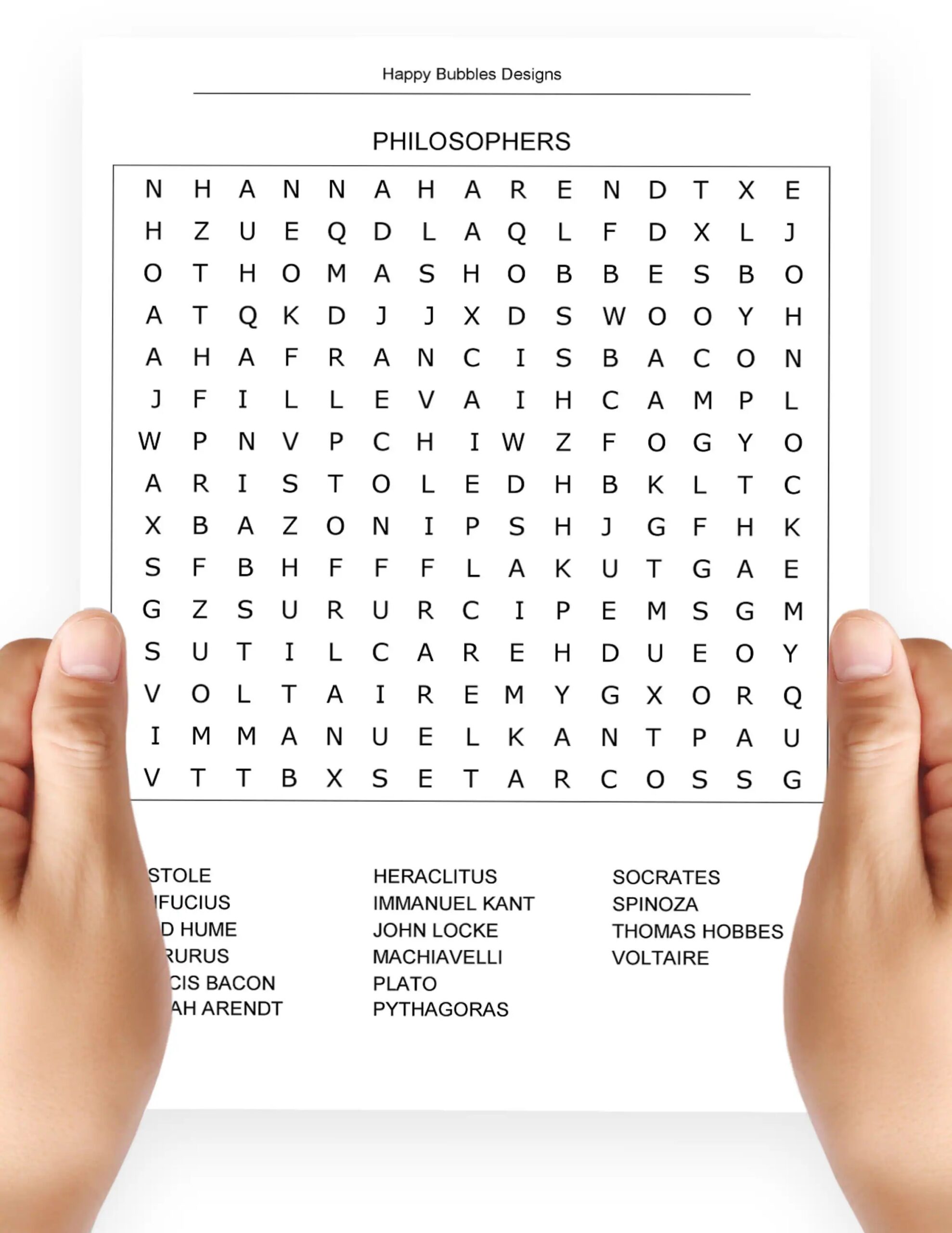 Philosophers Word Search Puzzle In Large Print Etsy