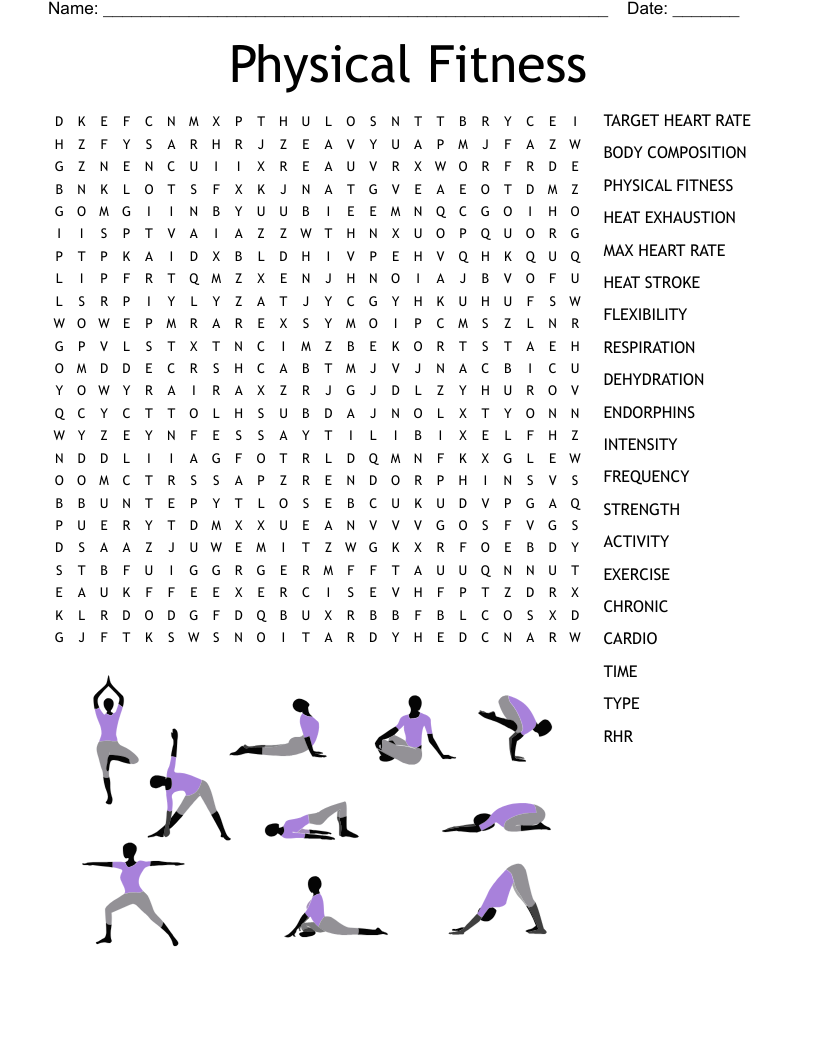 Physical Fitness Word Search WordMint