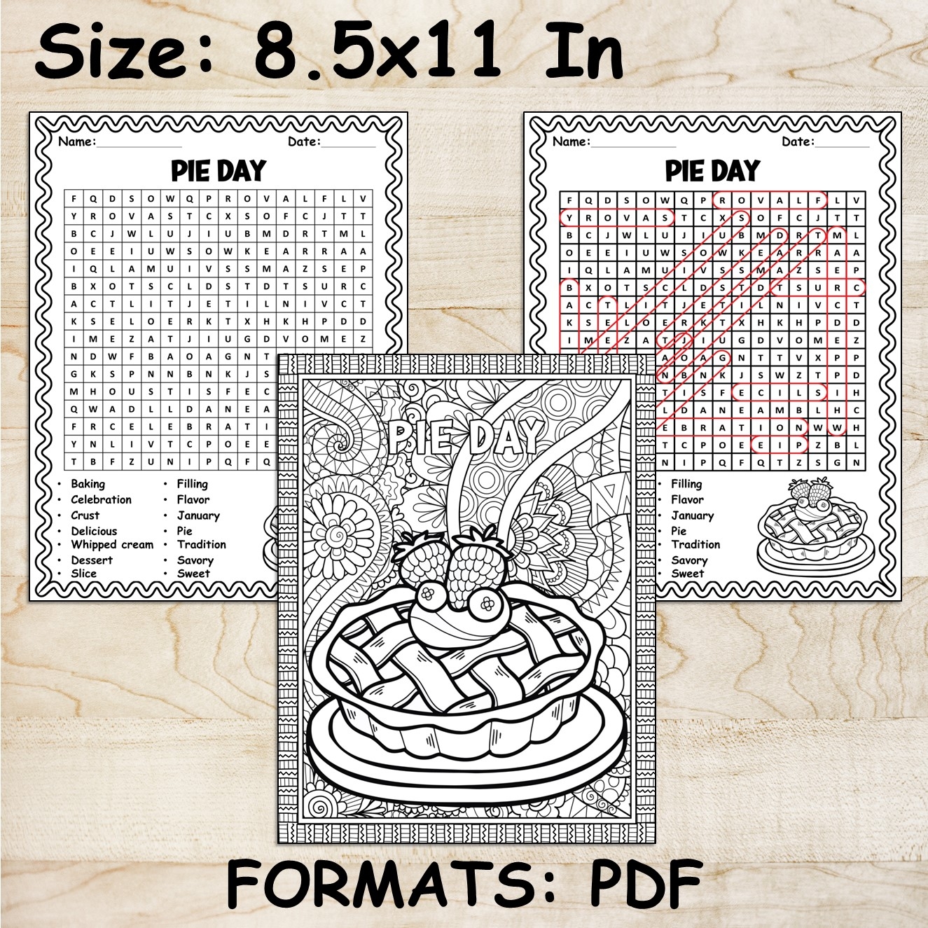 Pie Day Activities First Grade Word Search Coloring Page Worksheets Morning Work Made By Teachers