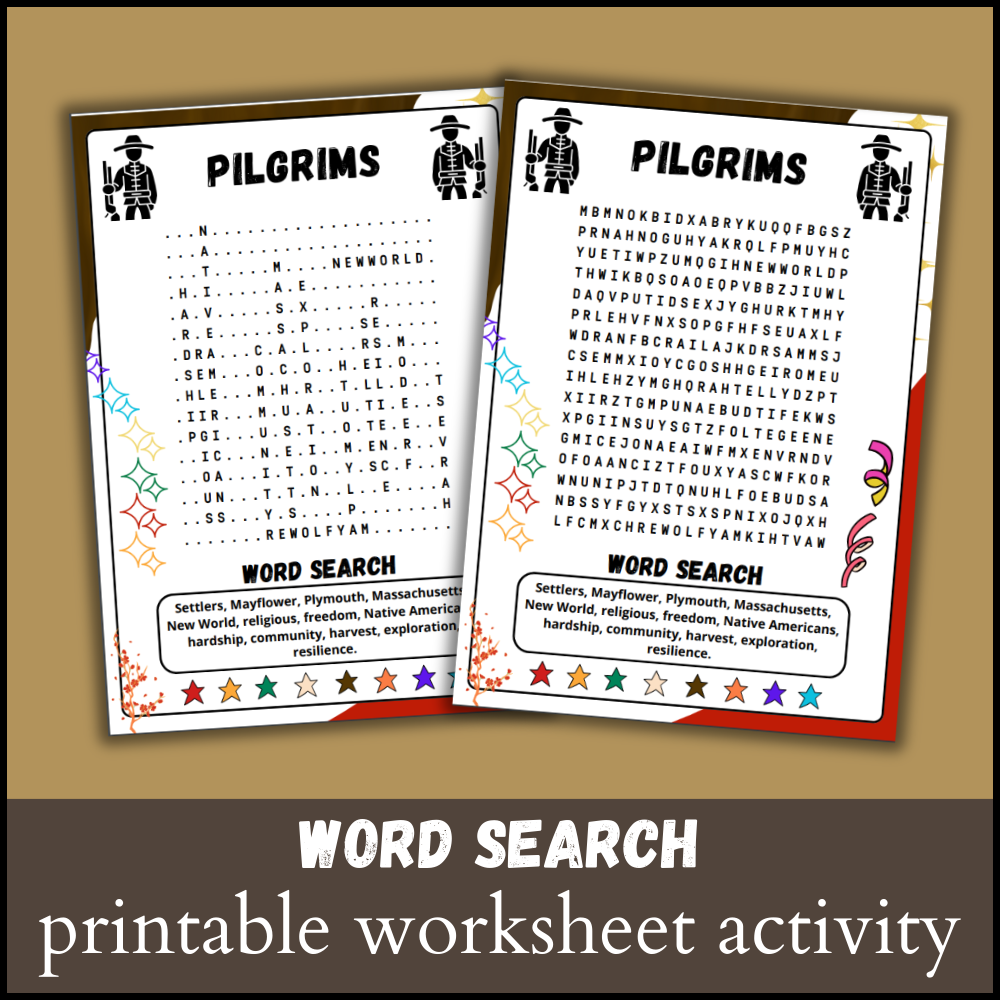 Pilgrims Word Search Puzzle Worksheet Activity US History Wordsearch Made By Teachers