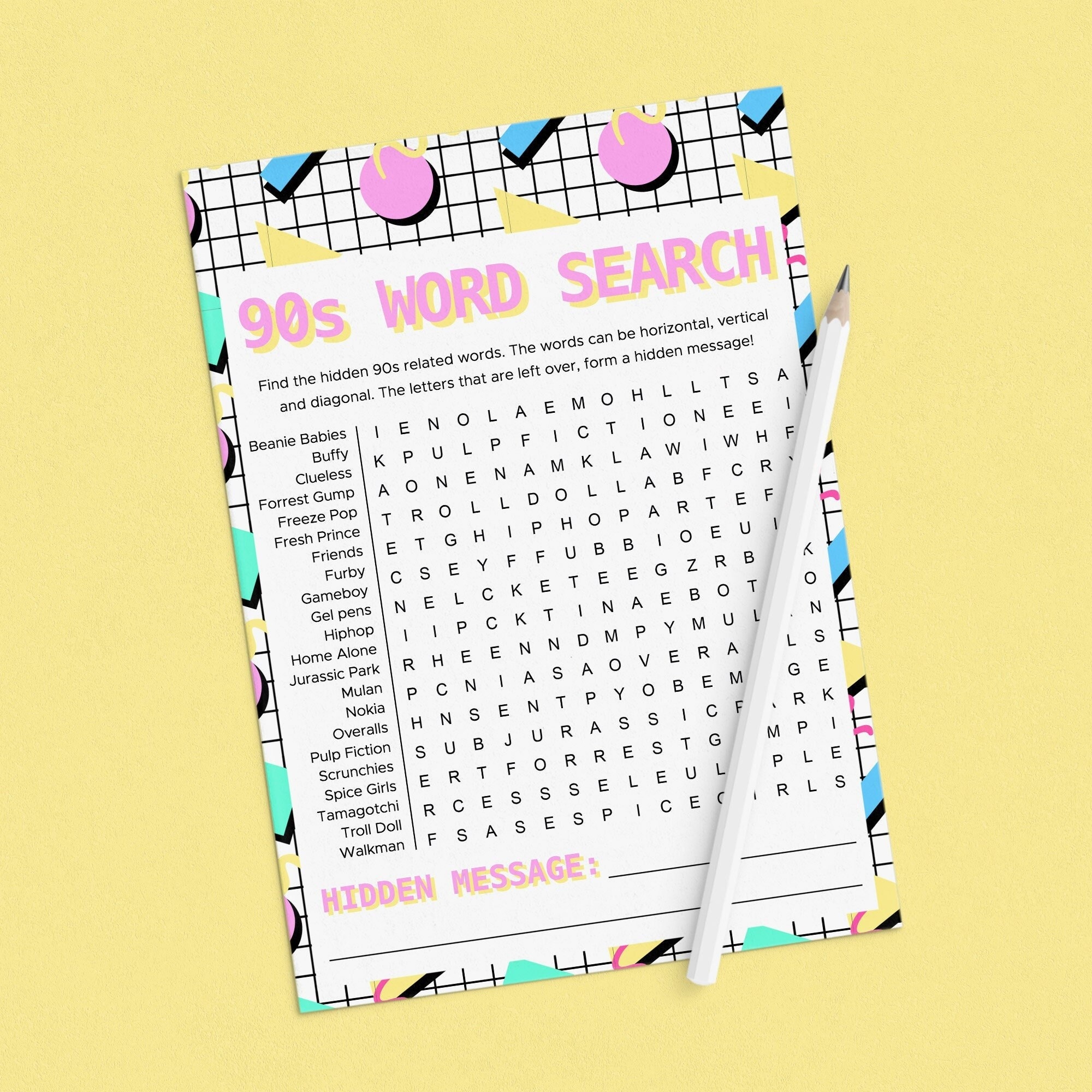 Pink Word Search Etsy