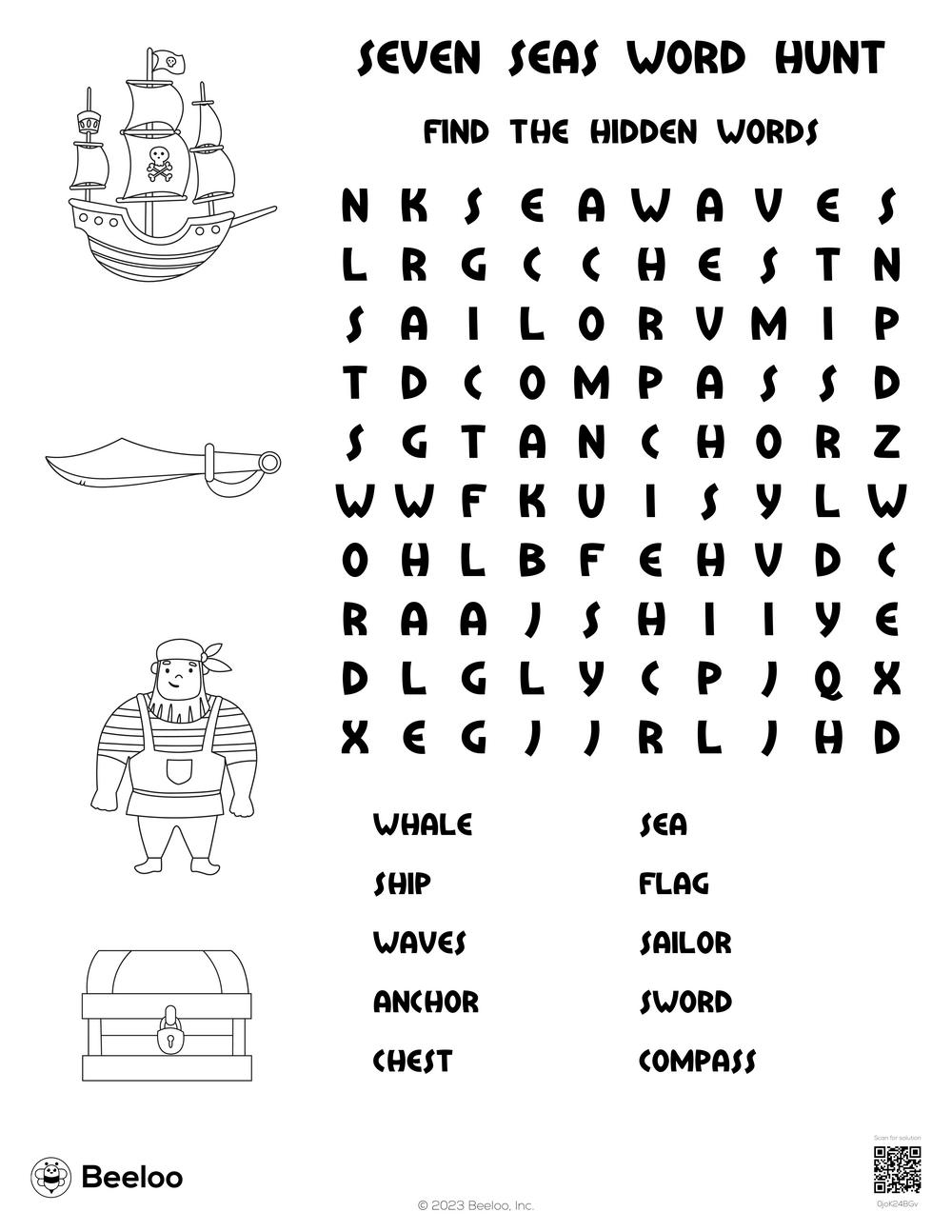 pirate themed word searches beeloo printable crafts and activities for kids
