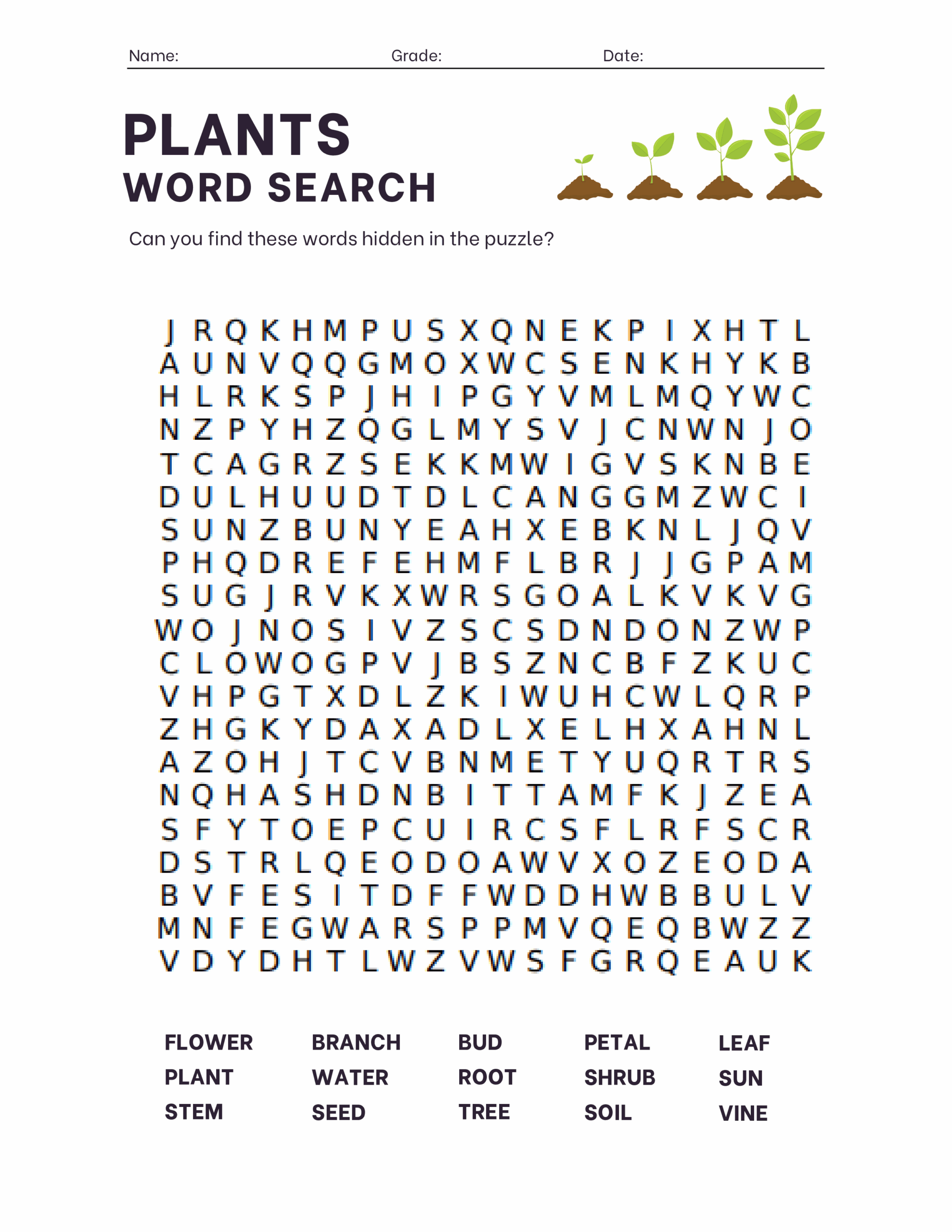 Plants Word Search Education World