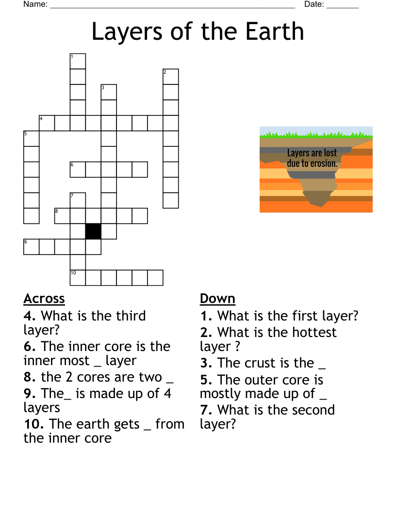 Layers Of The Earth Word Search Printable