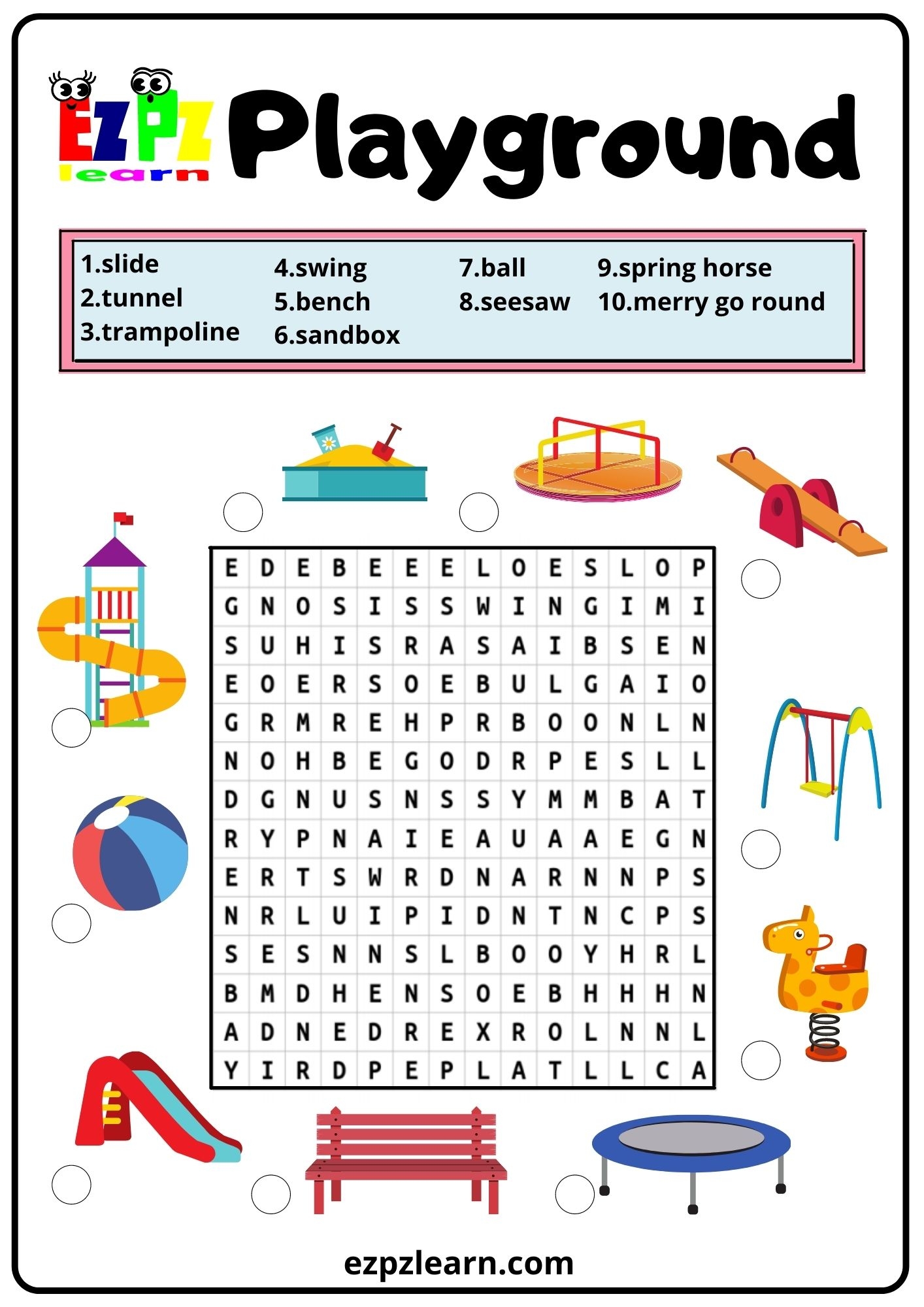 Pe Word Search Printable