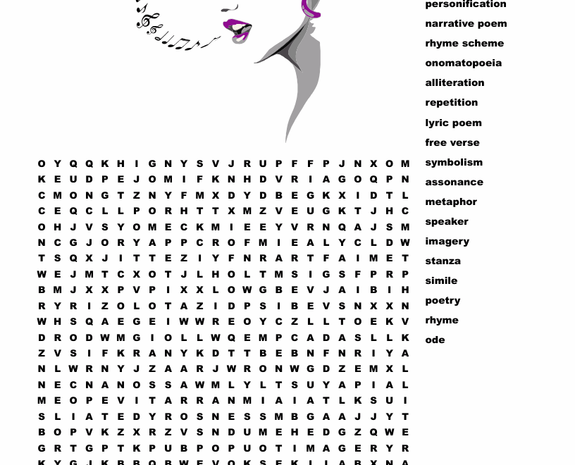 Poetry Terms Word Search WordMint