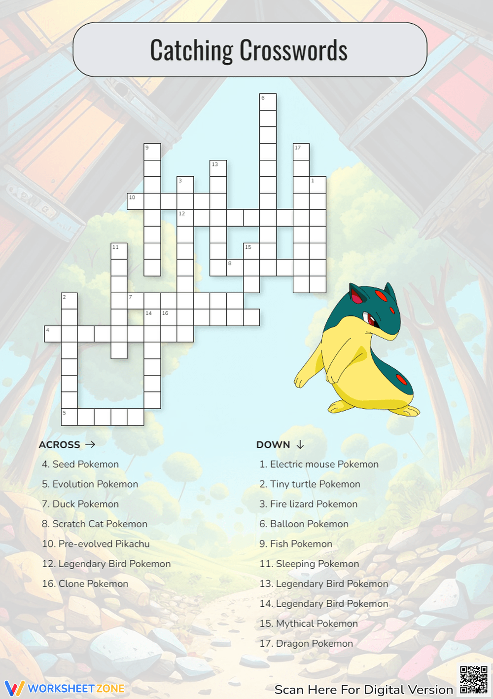 Pokemon Crossword Puzzle Worksheets Printable