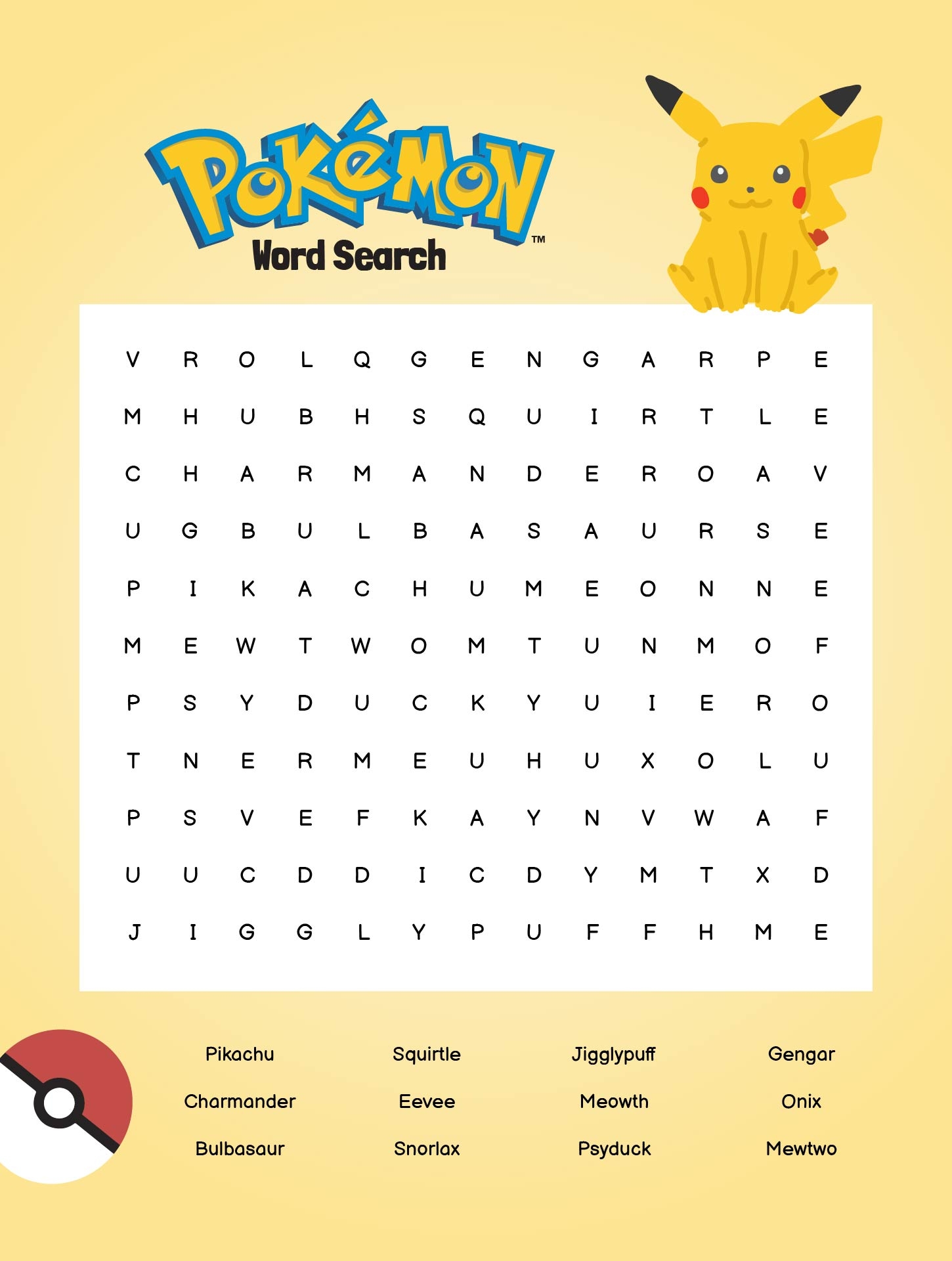 Pokemon Word Search Puzzles 10 Free PDF Printables Printablee