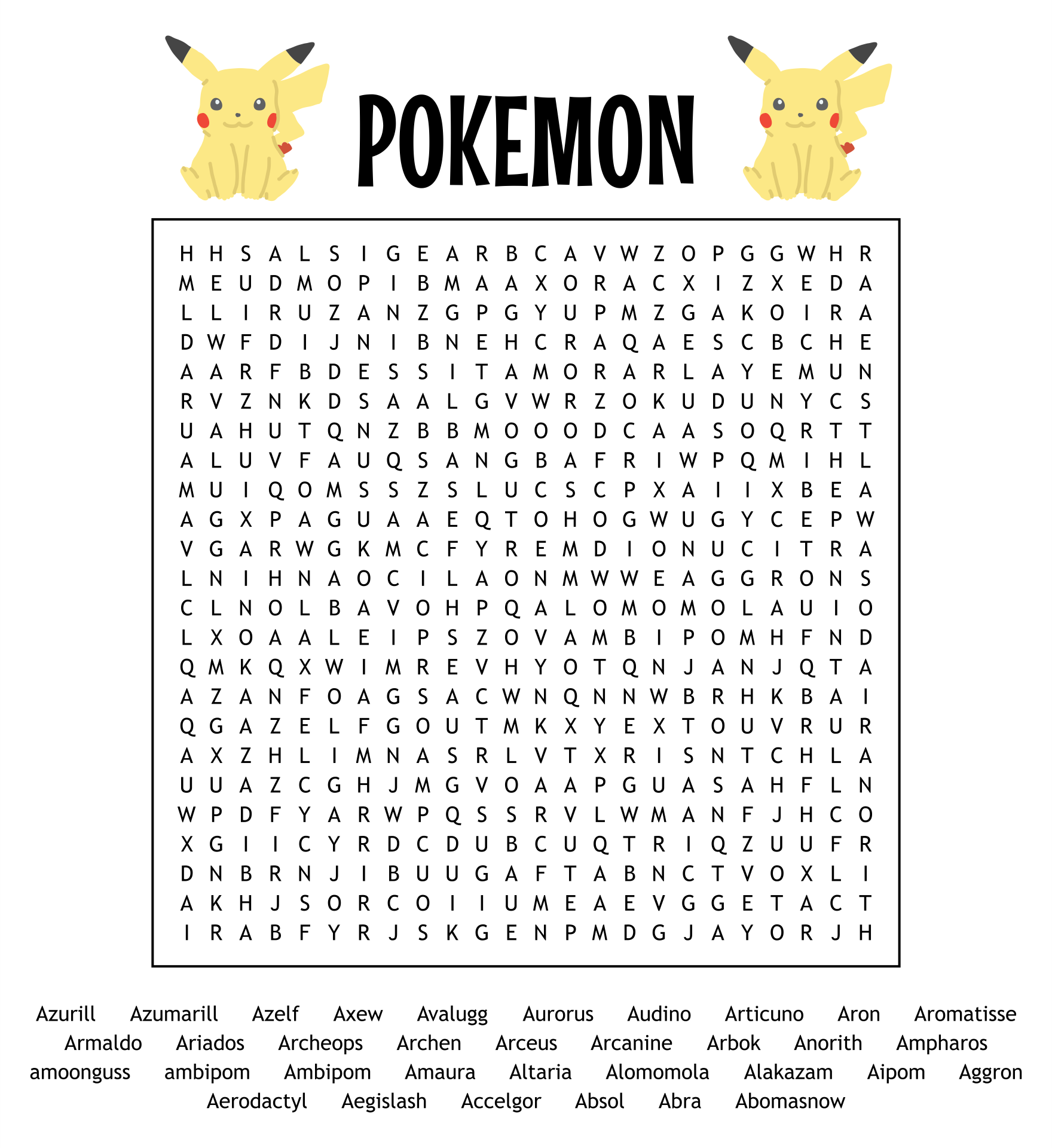 Pokemon Word Search Puzzles 10 Free PDF Printables Printablee
